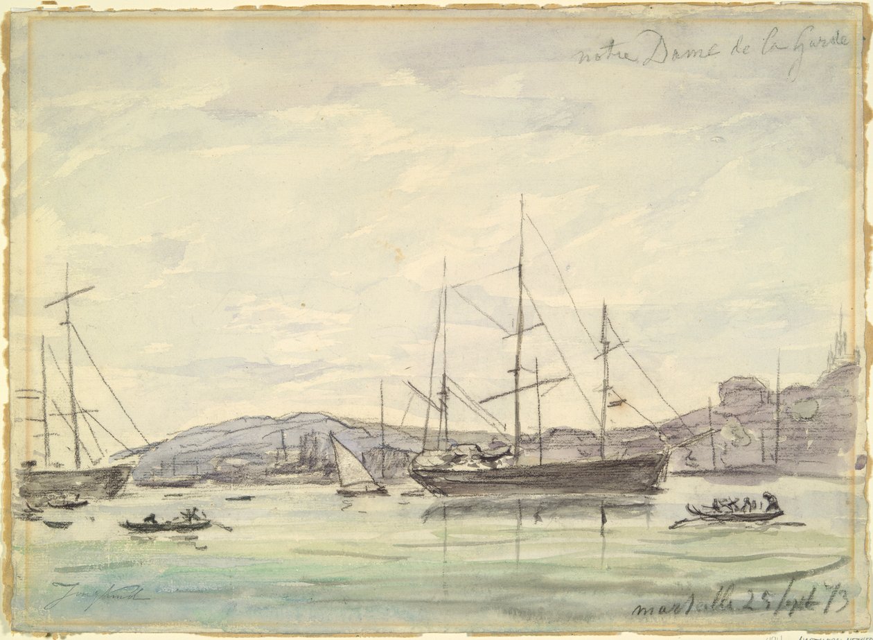 Havnescene, Marseille av Johan Barthold Jongkind