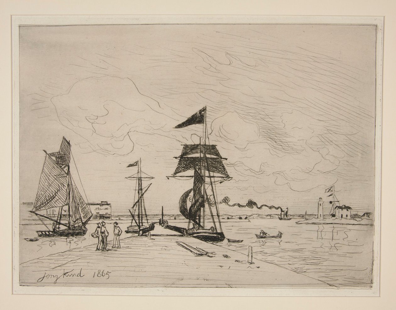 Trebrygge i havnen i Honfleur av Johan Barthold Jongkind