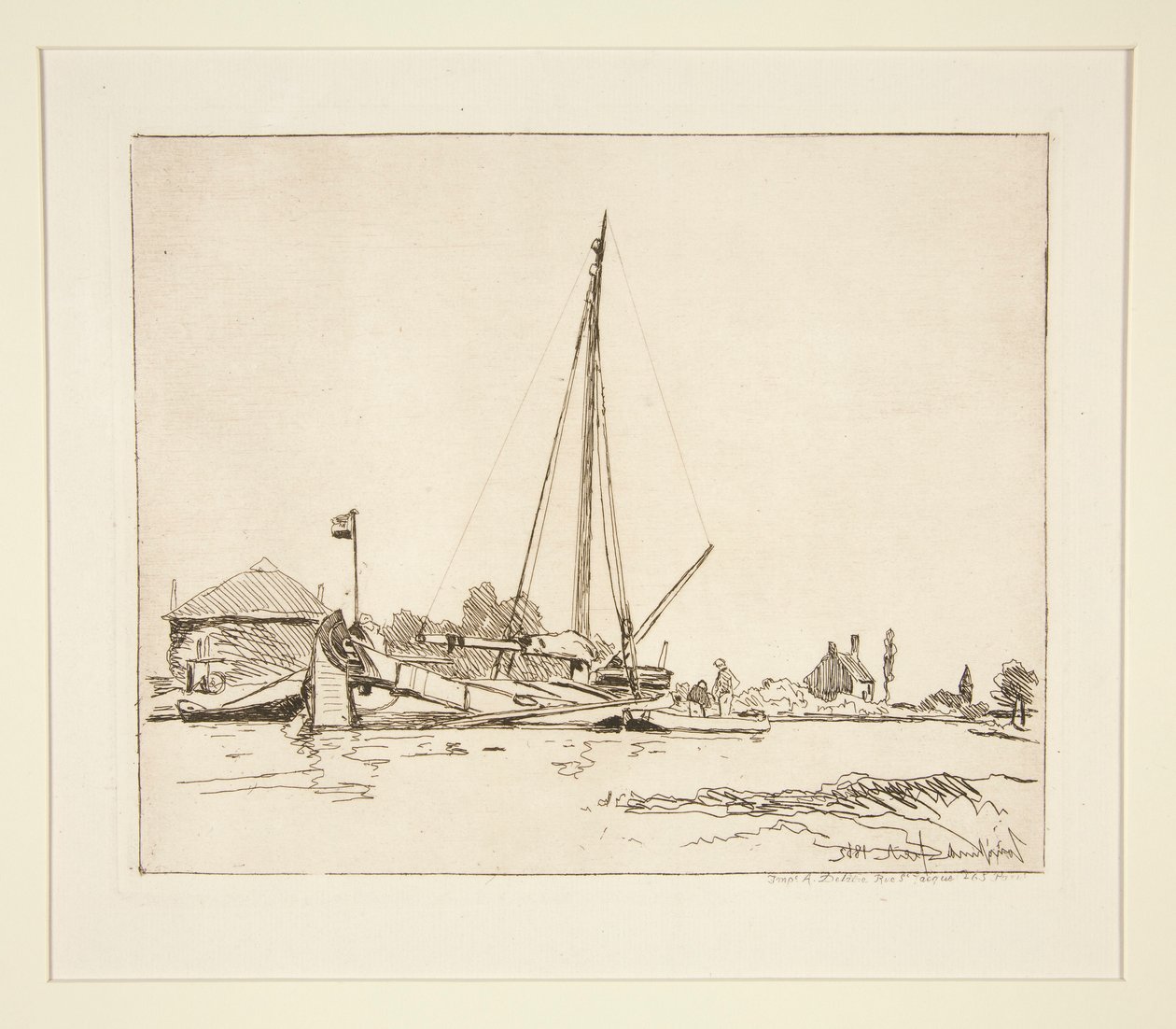 La Barque amar?e (Den fortøyde båten) av Johan Barthold Jongkind