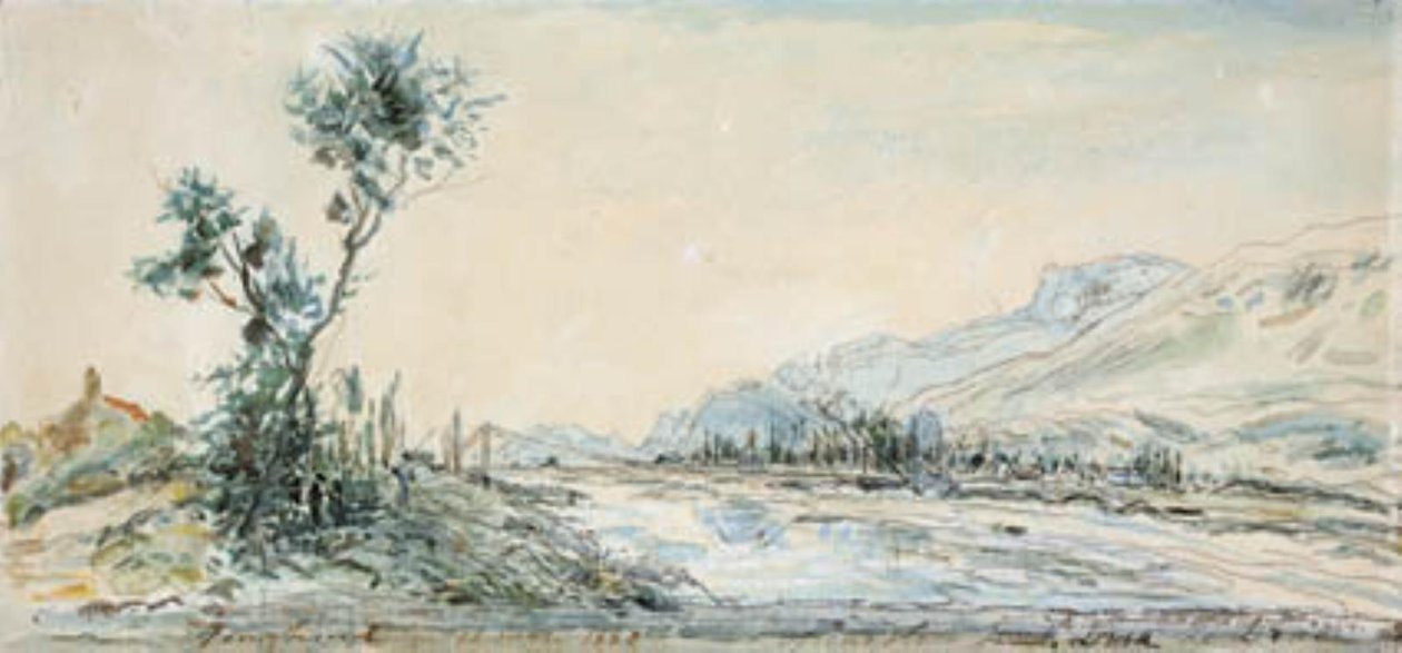 Landskap ved elven Le Drac nær Grenoble av Johan Barthold Jongkind