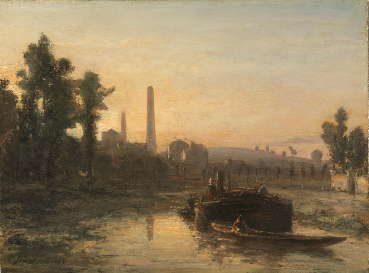 River View i Frankrike, muligens nær Pontoise av Johan Barthold Jongkind