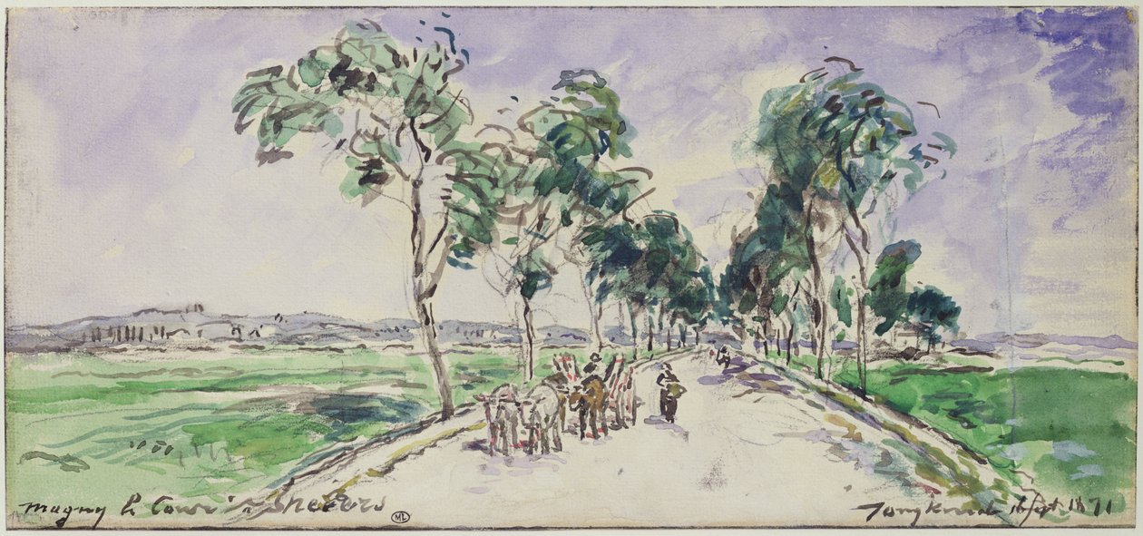 Veien til Magny nær Nevers, 1871 (wc på papir) av Johan Barthold Jongkind