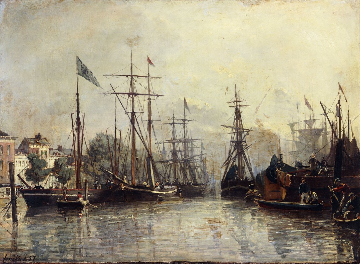 Rotterdam havn, 1857 av Johan Barthold Jongkind