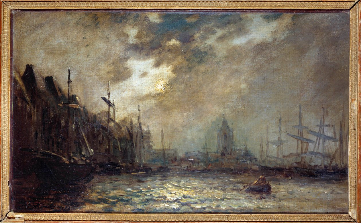 Port of Rotterdam Maleri av Jean Barthold Jongkind (1819-1891) 1873 Charleville, Musee Rimbaud av Johan Barthold Jongkind