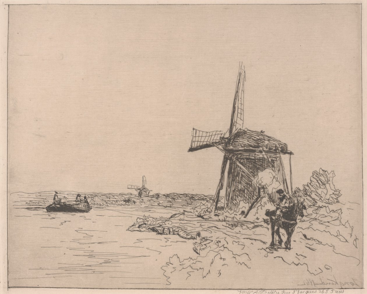 The Towpath, trykt av Auguste Delâtre (f.1822) av Johan Barthold Jongkind