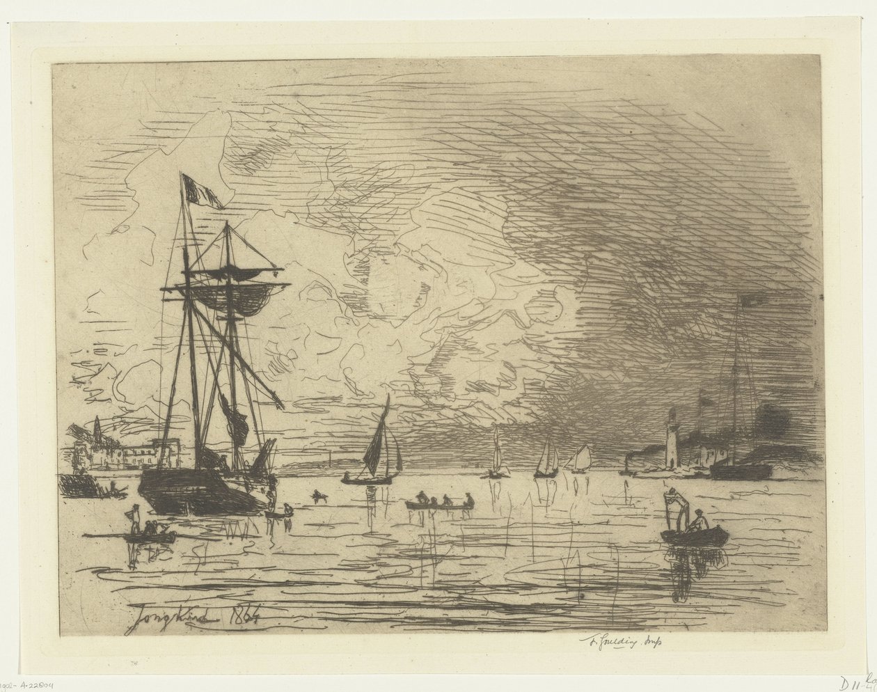 Honfleur havneavkjørsel Sortie du port de Honfleur (tittel på objekt) av Johan Barthold Jongkind