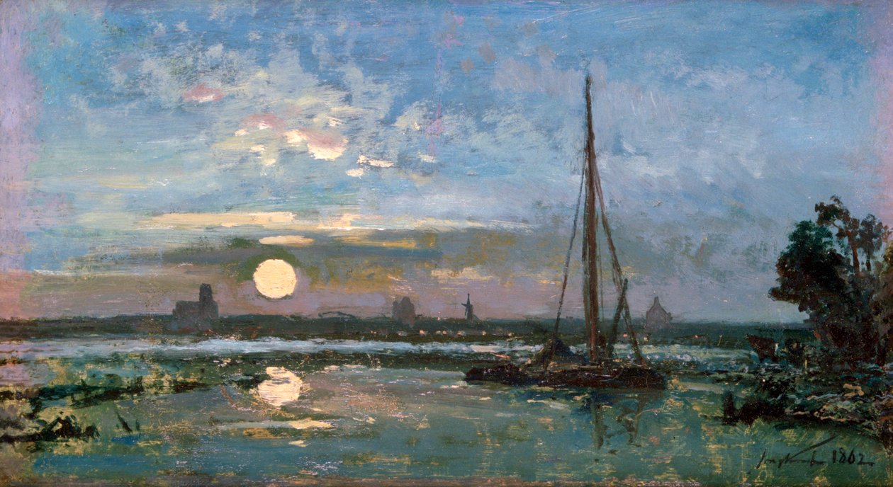 Utsikt over en havn i Holland, 1862 av Johan Barthold Jongkind