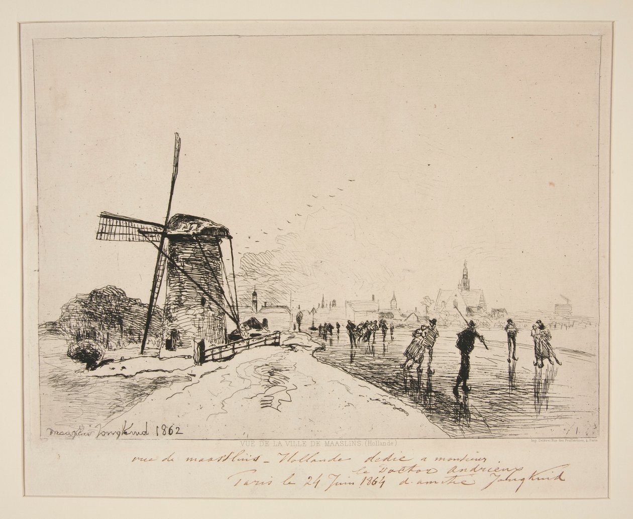 Utsikt over byen Maaslins (Holland) av Johan Barthold Jongkind