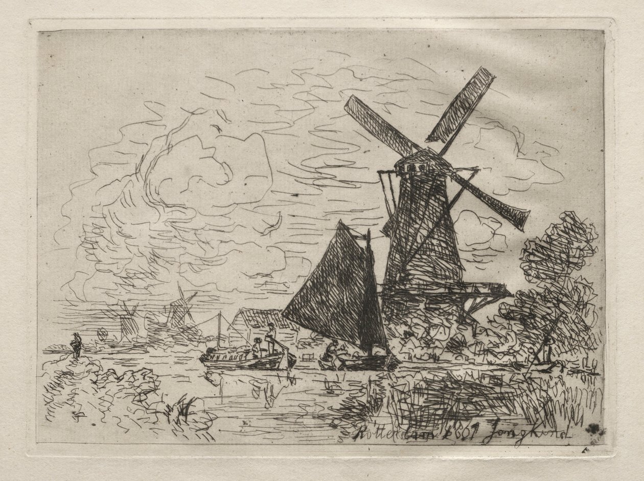 Vindmøller i Holland. av Johan Barthold Jongkind