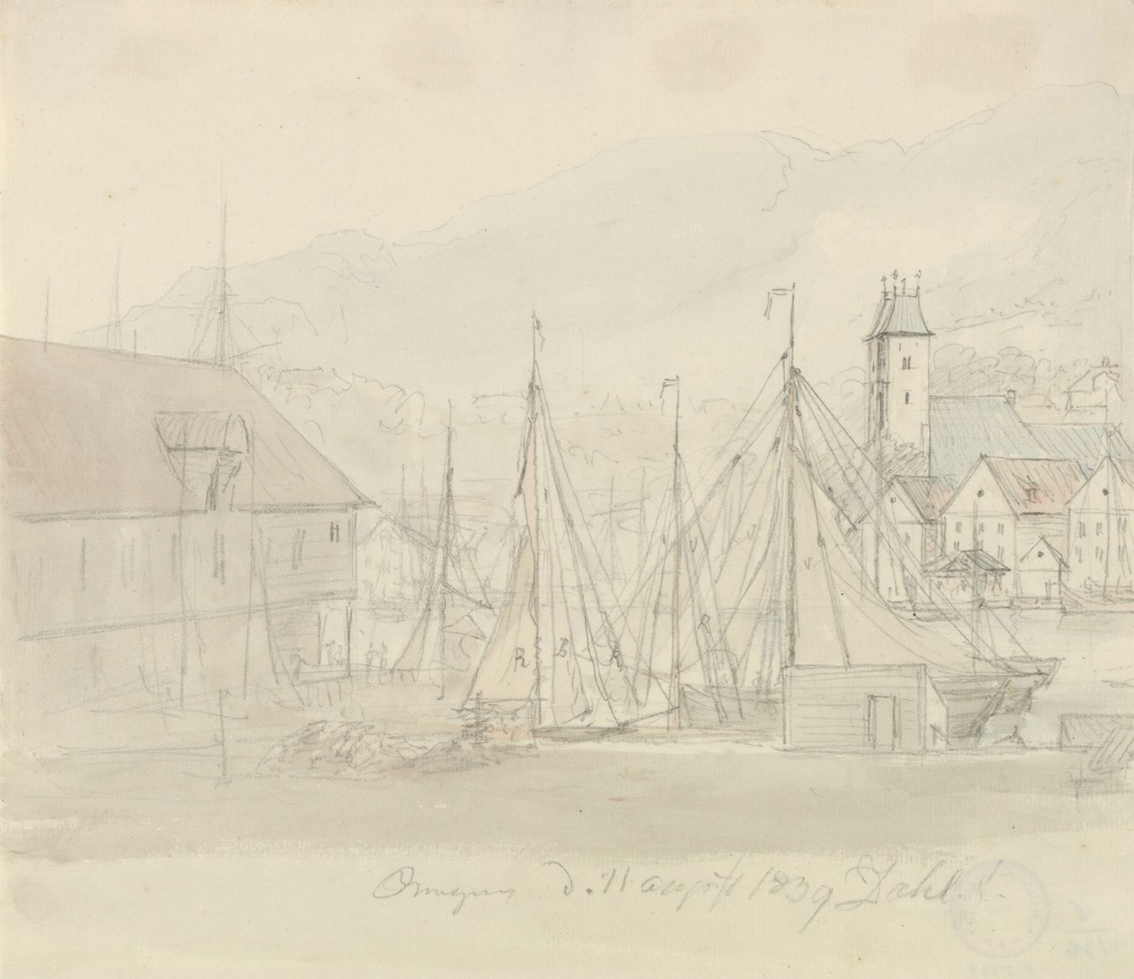 Bergen havn av Johan Christian Dahl