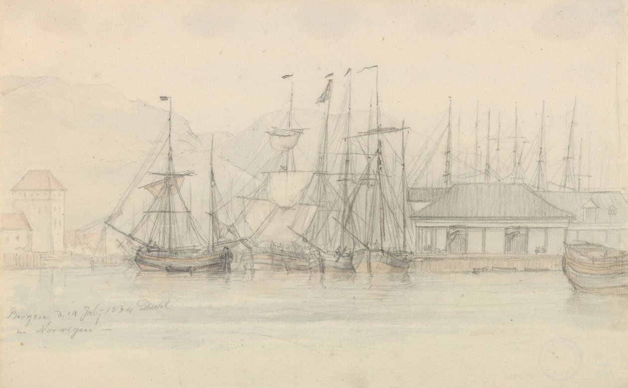 Bergen havn av Johan Christian Dahl