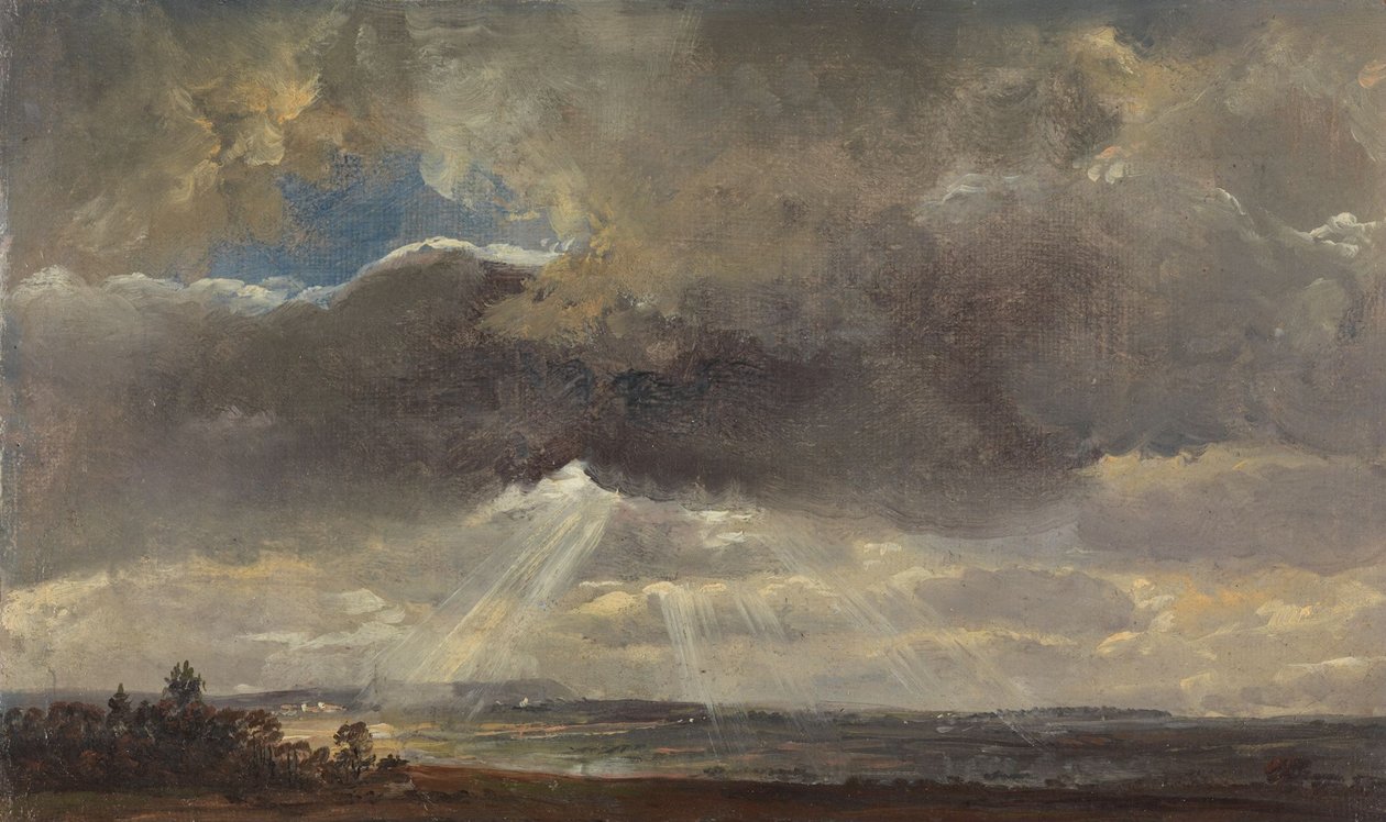 Skyer og solstråler over Windberg nær Dresden av Johan Christian Dahl
