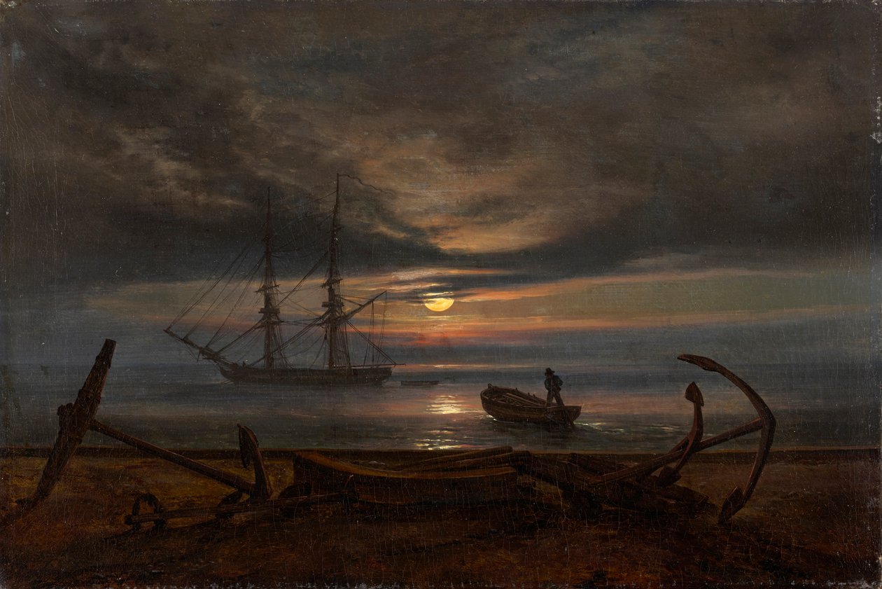 Dansk kyst i måneskinn av Johan Christian Dahl