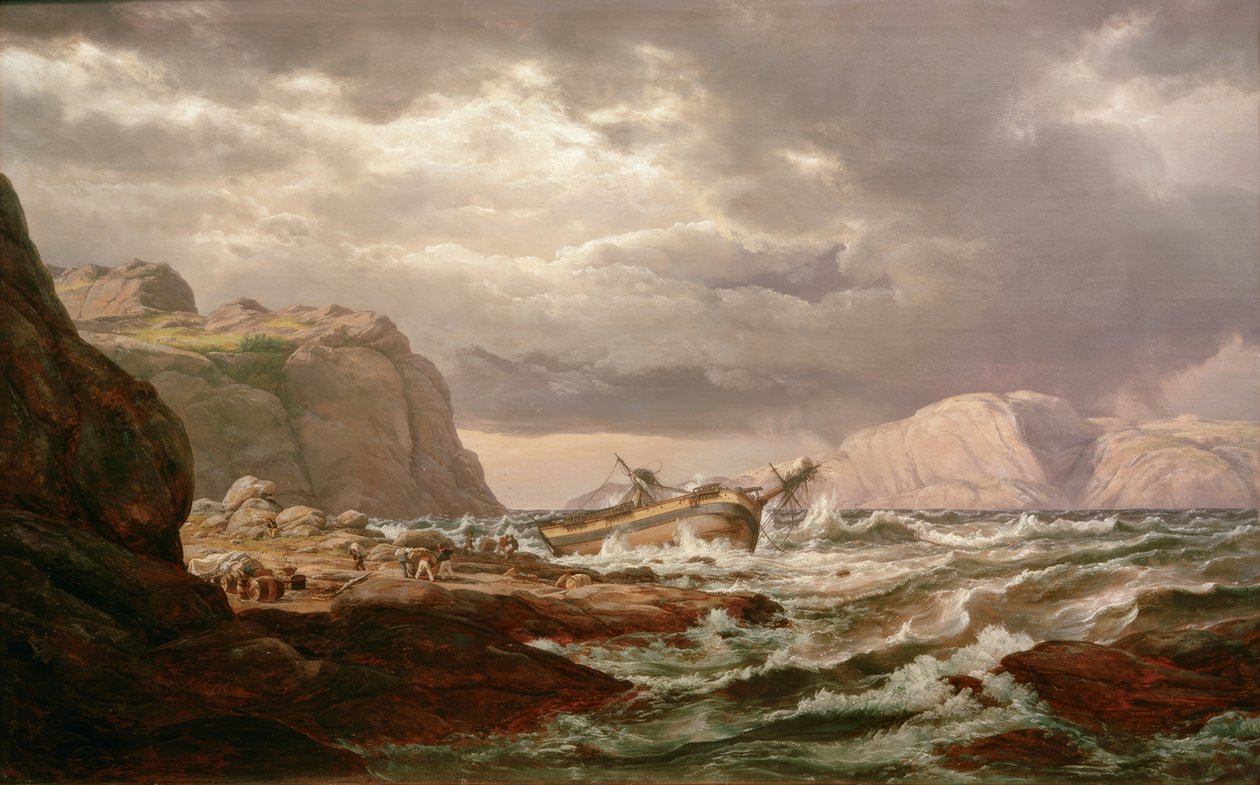 Skip strandet på norskekysten av Johan Christian Dahl