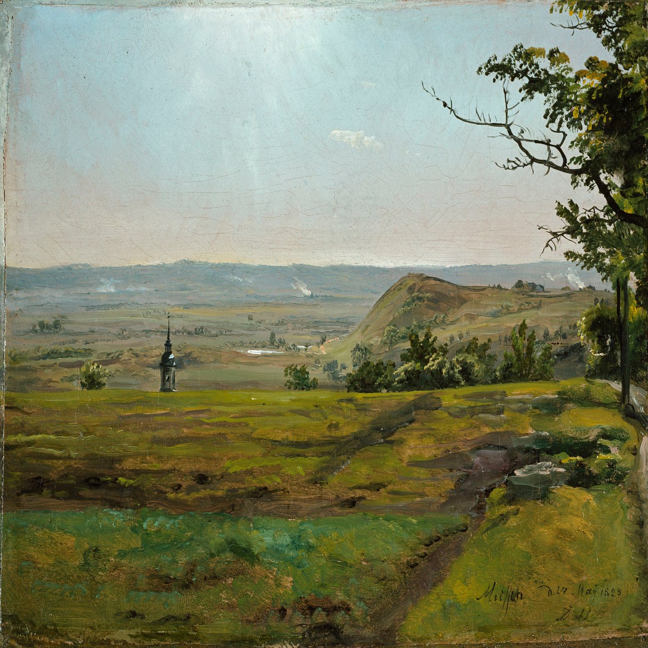 Grønne marker ved Meissen. Studie av Johan Christian Dahl