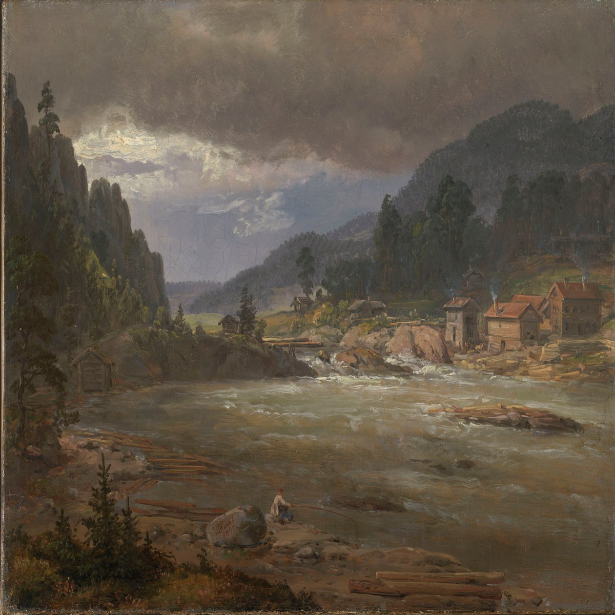 Hellefossen nær Hokksund av Johan Christian Dahl