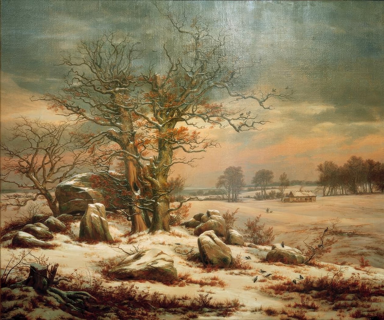 Megalittisk grav nær Vordingborg om vinteren av Johan Christian Dahl