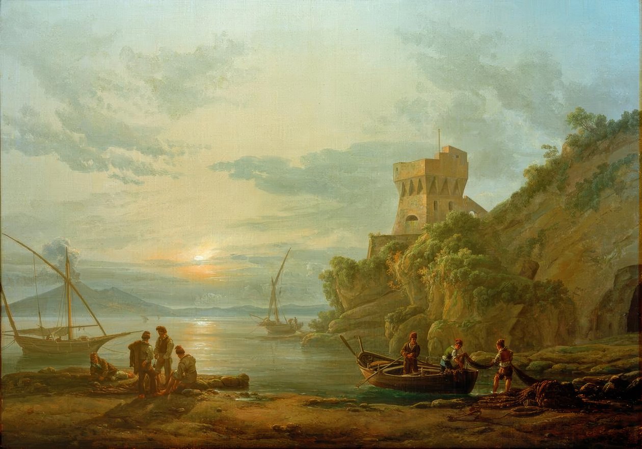 Kyst nær Castellamare i morgentåken av Johan Christian Dahl