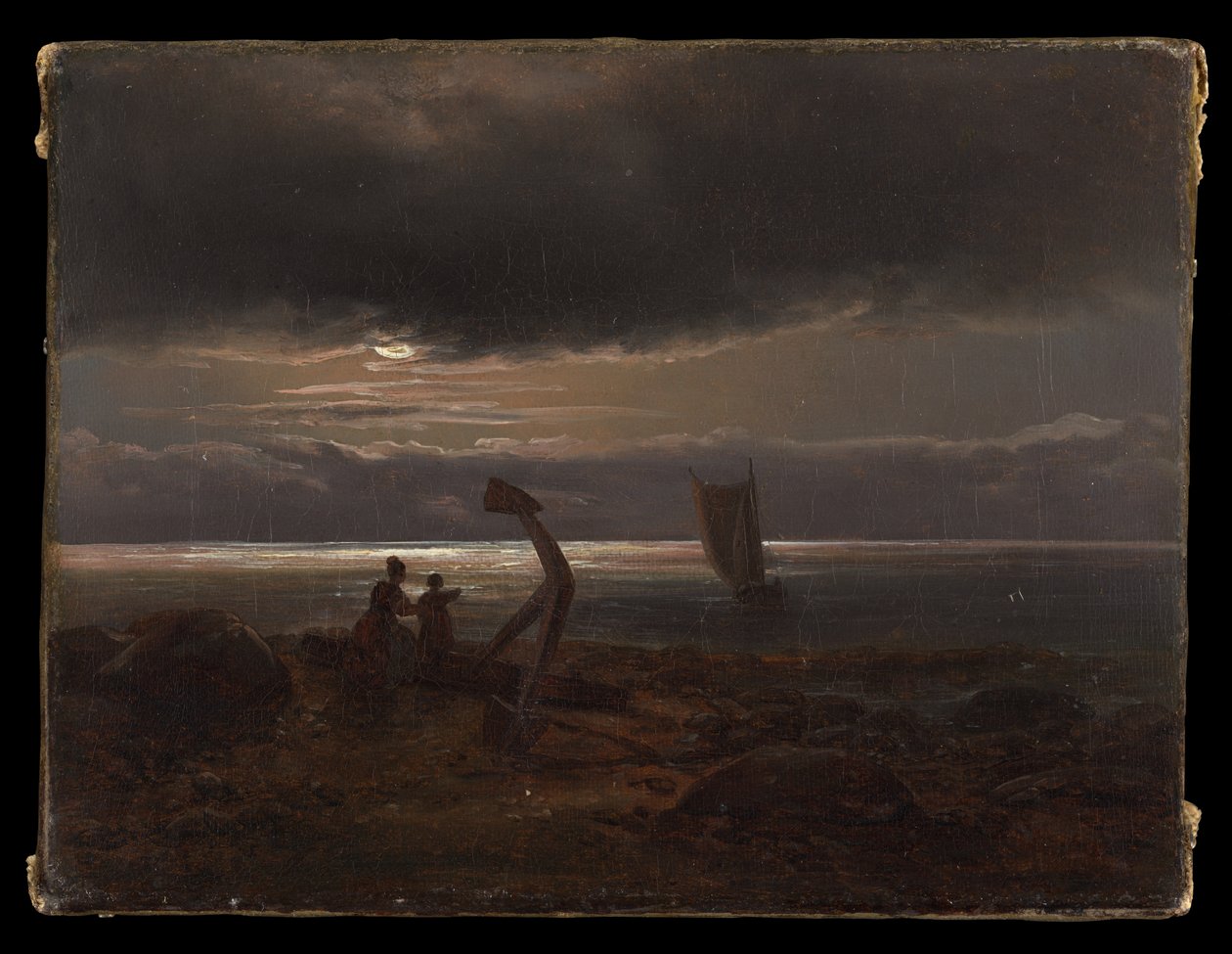 Mor og barn ved sjøen av Johan Christian Dahl