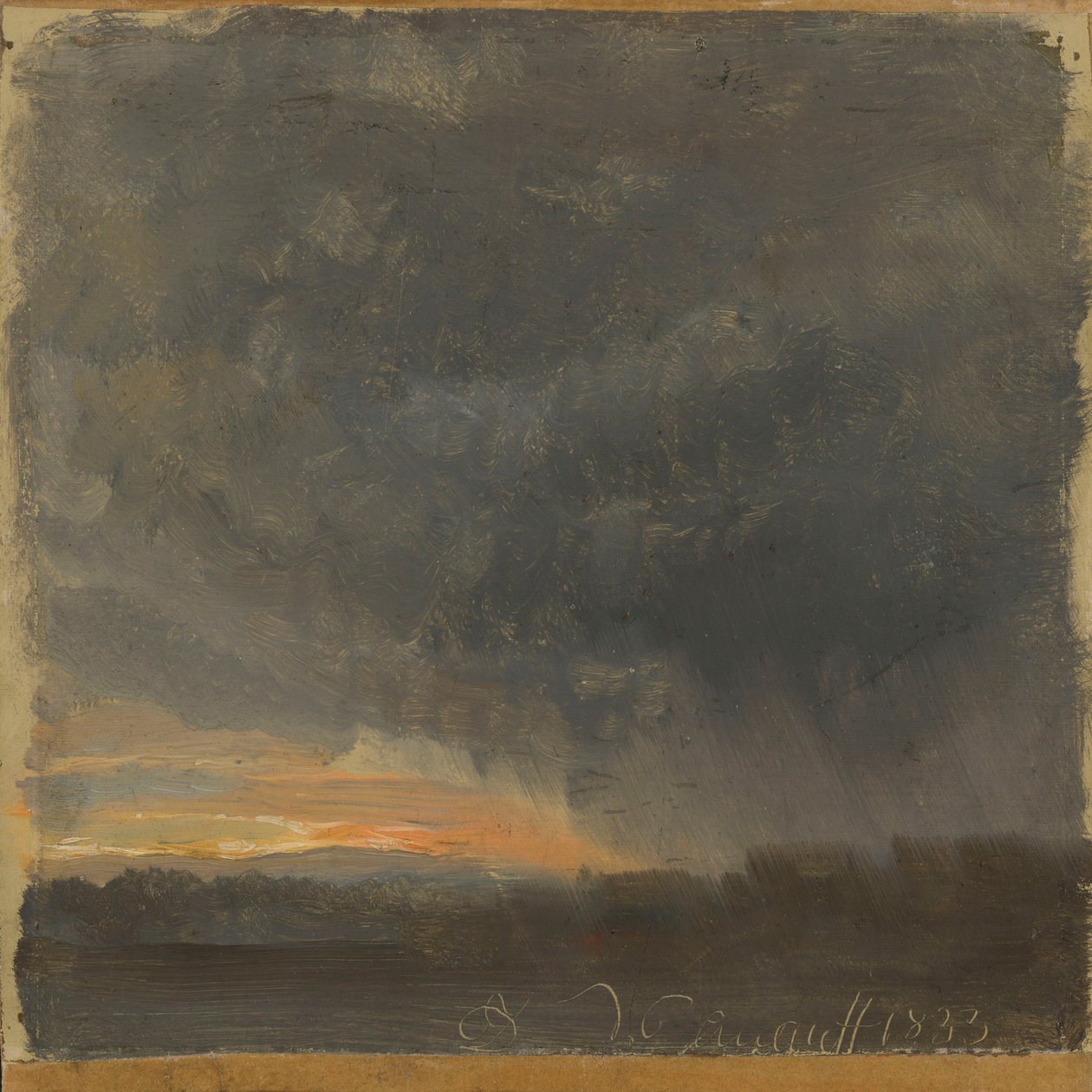 Stormskyer med regn av Johan Christian Dahl
