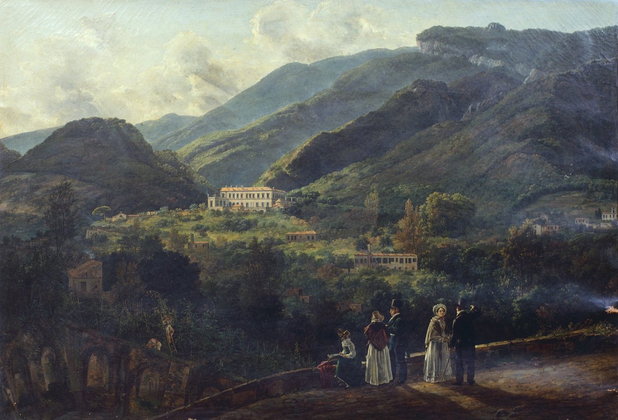 Det kongelige slott i Quisisana, nær Napoli, av Johan Christian Clausen Dahl (1788-1857), Italia av Johan Christian Dahl