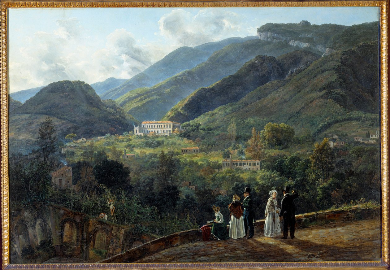 Kasinoet Reale de Quisiana i Castellammare med hoffet i Danmark. Maleri av Johan Dahl (1788-1857) av Johan Christian Dahl