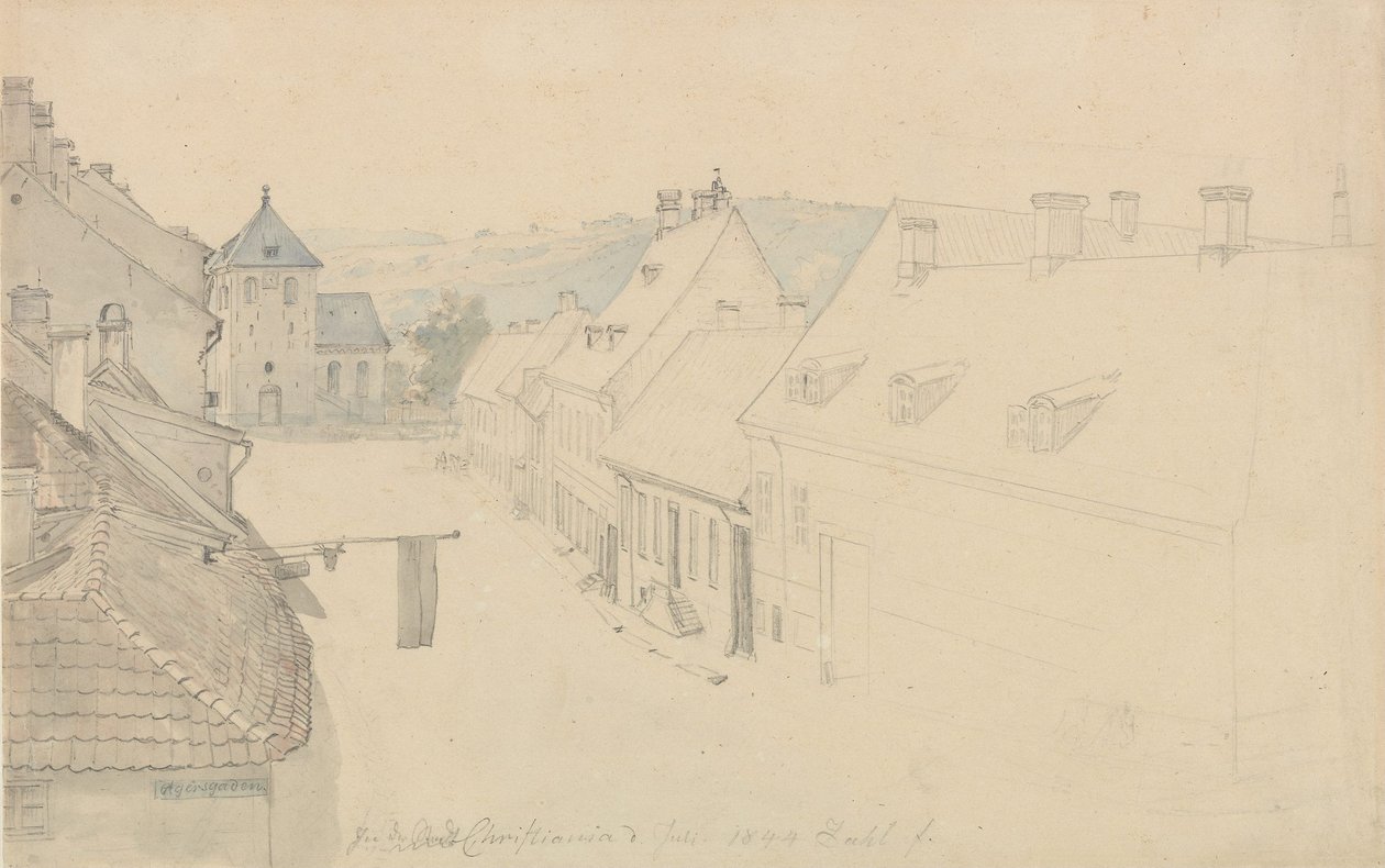 Vår Frelsers kirke i Christiania sett fra Grensen av Johan Christian Dahl