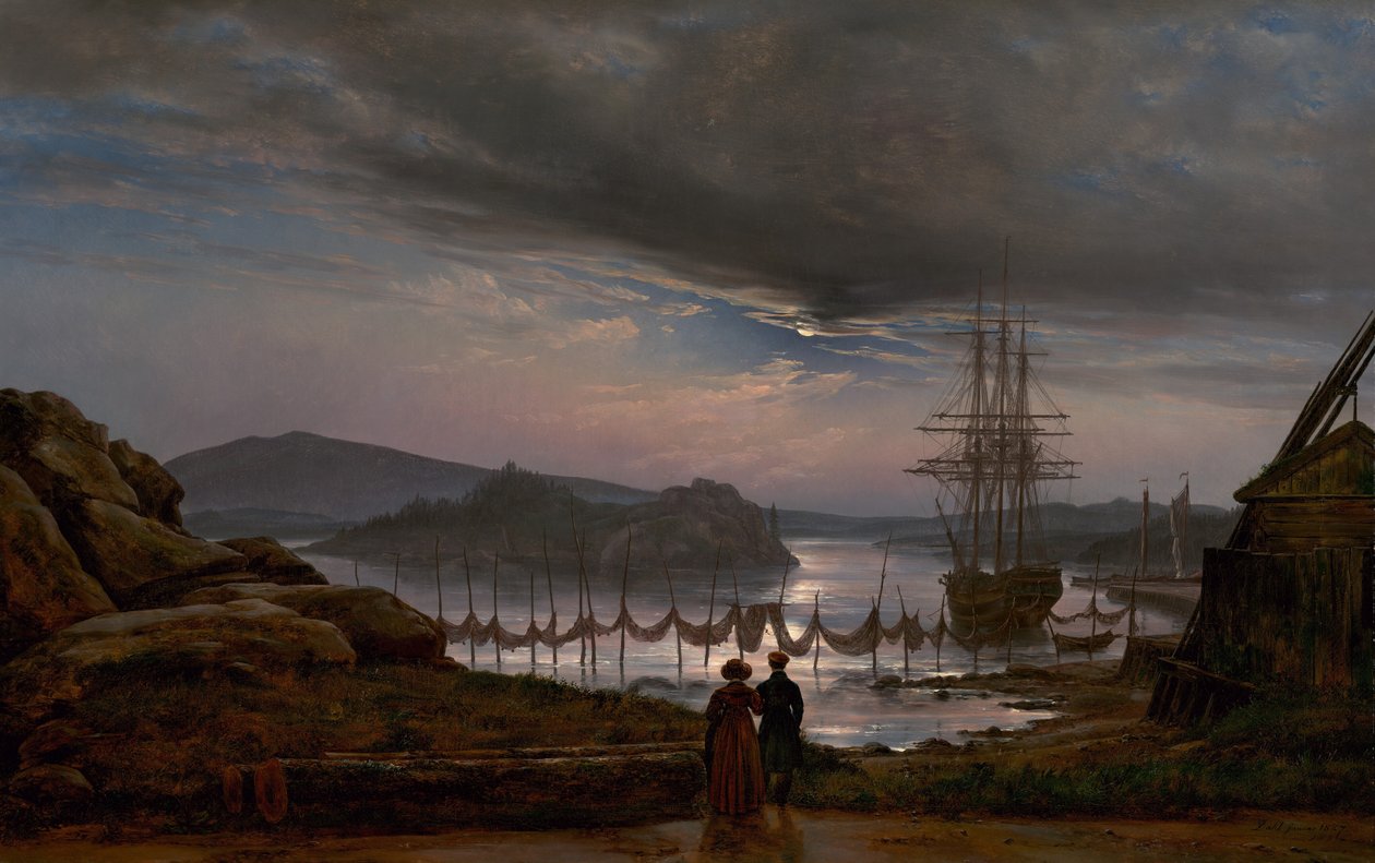Utsikt fra Vaekero ved Christiania, 1827. av Johan Christian Dahl