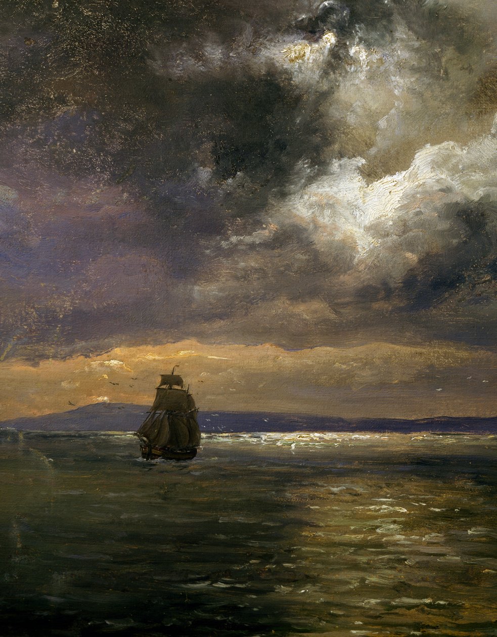 Utsikt over Christianiafjorden, av Johan Christian Clausen Dahl (1788-1857), detalj, Norge av Johan Christian Dahl