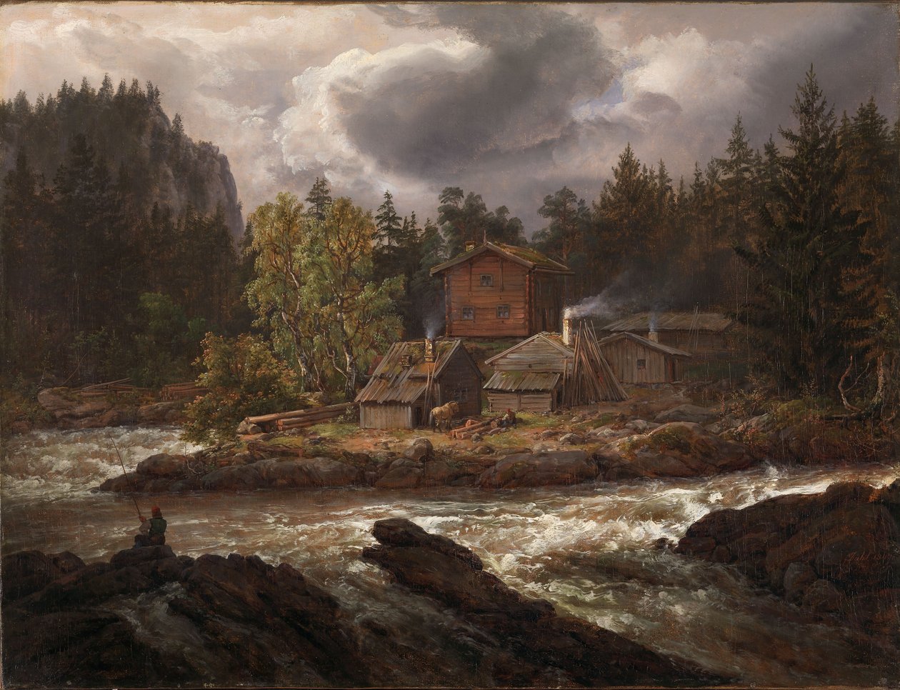 Utsikt over Hønefossen av Johan Christian Dahl