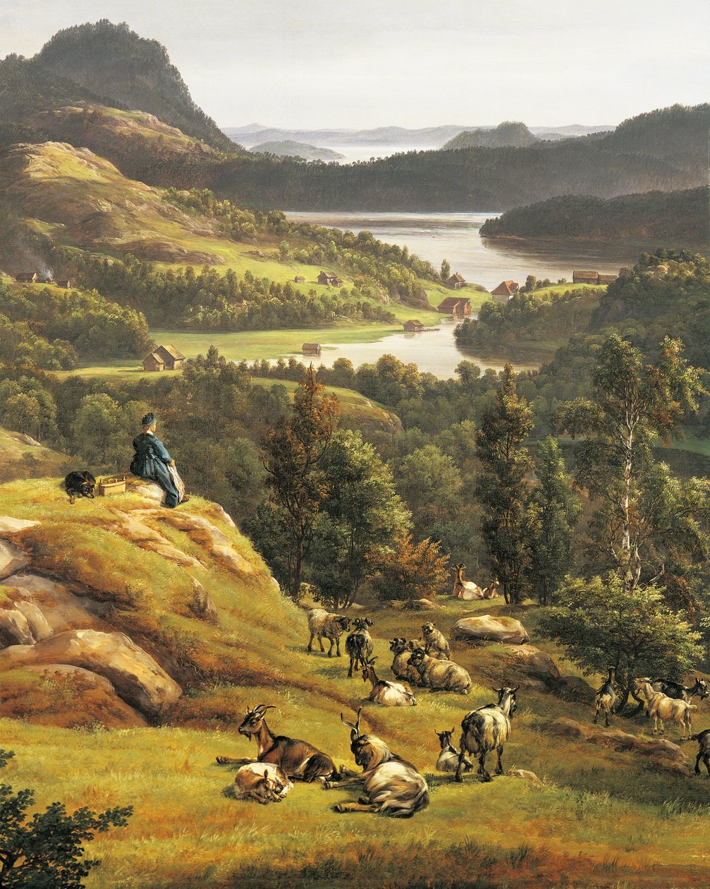 Utsikt over Lysenkloster ved Bergen av Johan Christian Clausen Dahl (1788-1857), Norge 1800-tallet Detaljer av Johan Christian Dahl