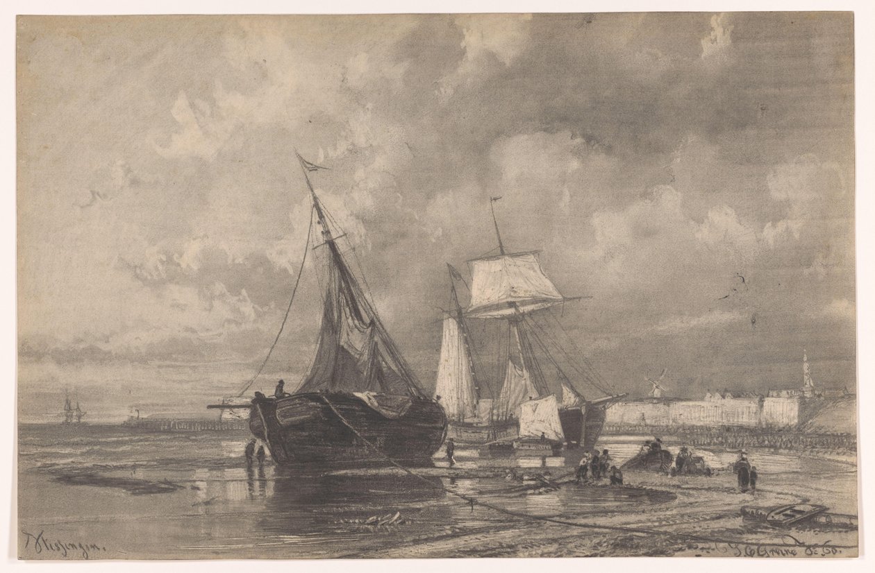 Vlissingen (original tittel på objekt) av Johan Conrad Greive (signed by artist)