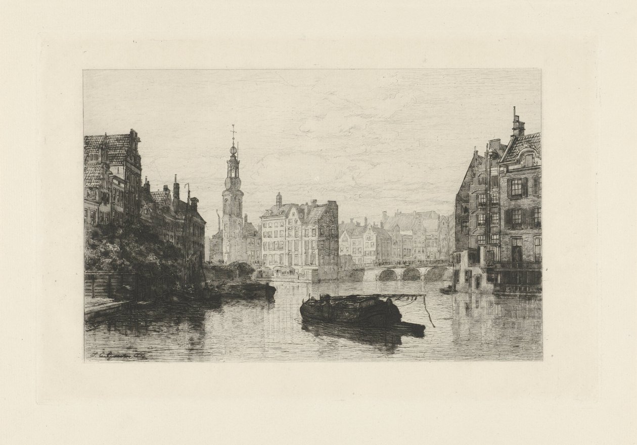 Utsikt over Munttoren i Amsterdam av Johan Conrad Greive