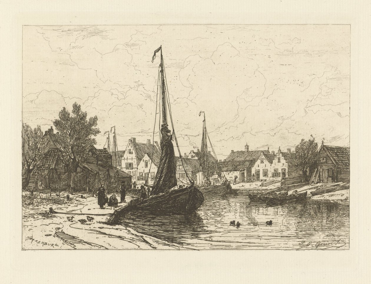 Utsikt over havnen i Spakenburg av Johan Conrad Greive