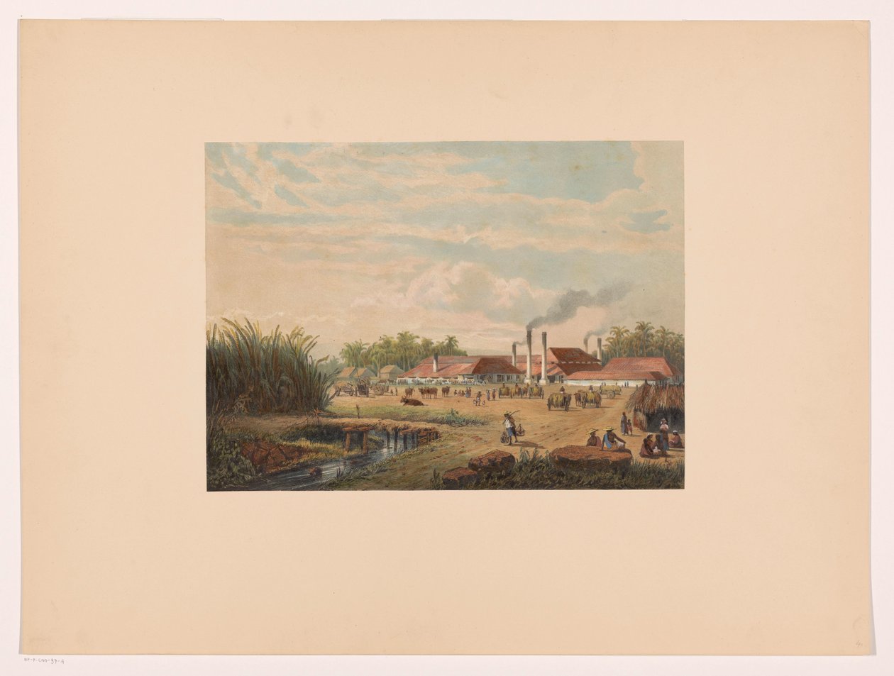 Pangka-fabrikken nær Tegal i Central Java Sukkerfabrikk Pangka; Residence Tagal Java etter malerier og tegninger av A. Salm (serietittel) av Johan Conrad Greive