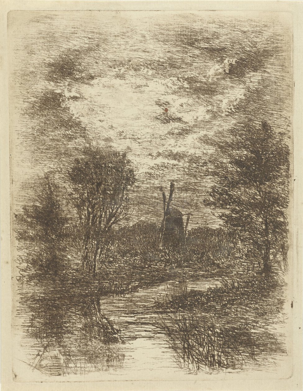 Landskap med mølle av Johan Frederik Croockewit