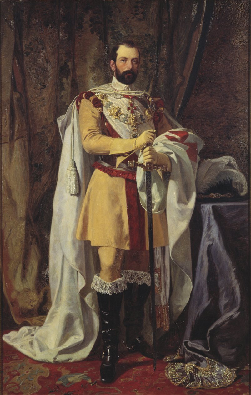 Charles XV roi de Suede - Portrett av kong Karl XV av Sverige (1826-1872), av Hockert, Johan Fredrik (1826-1866). Olje på lerret av Johan Fredrik Hockert