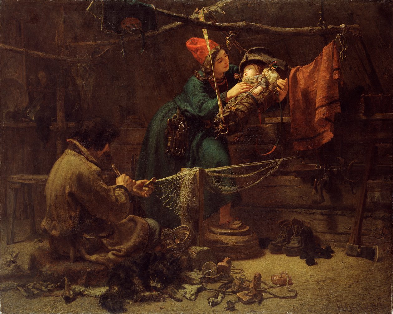 Inne i et Laplanders telt, 1857 av Johan Fredrik Hockert