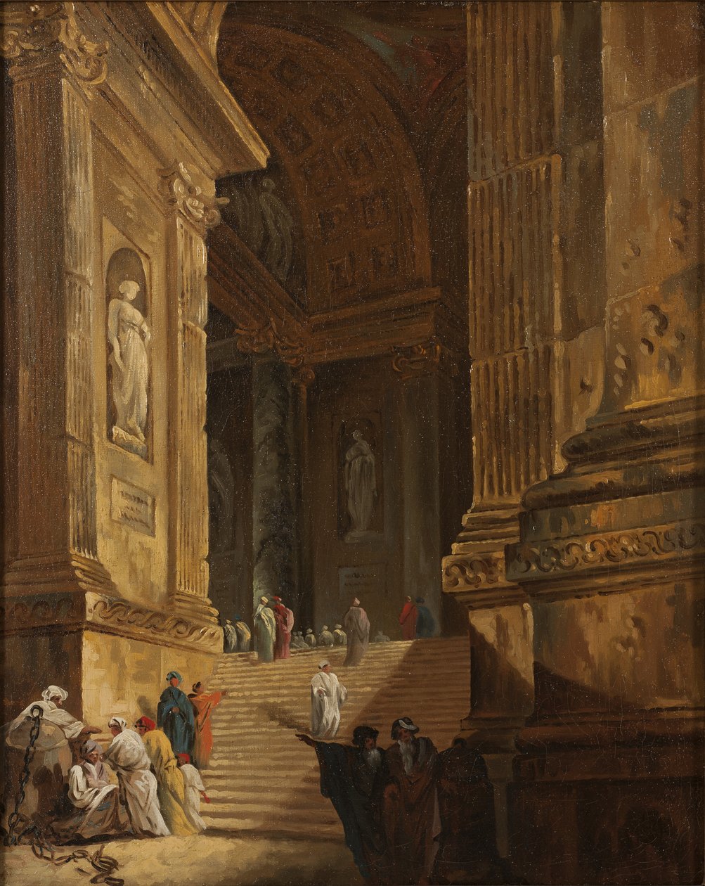 A Temple Staircase, ca. 1783 (olje på lerret) av Johan Gottlob Brusell