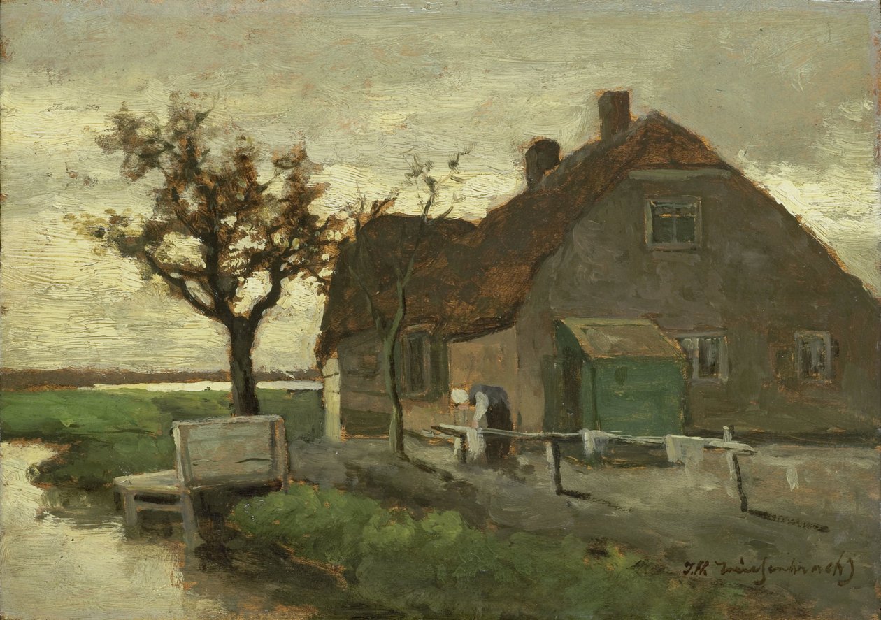 Våningshus ved en kanal av Johan Hendrik Weissenbruch