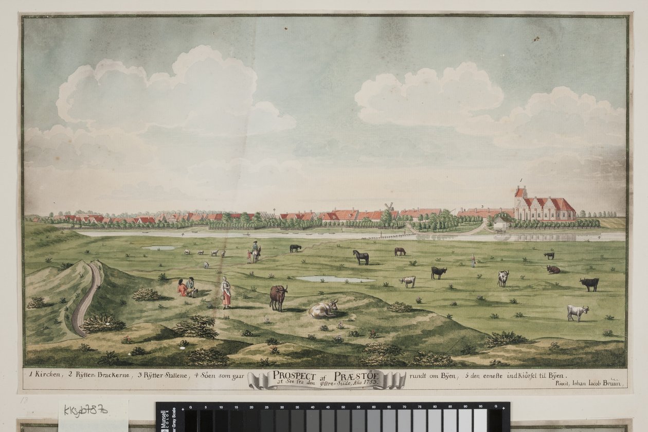 Prospekt av Præstø av Johan Jacob Bruun