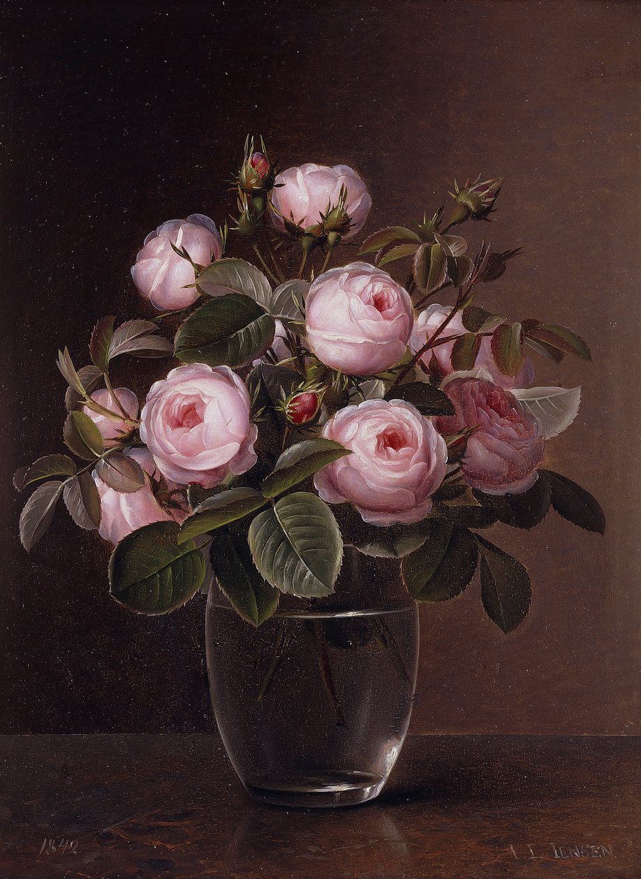 Roser i en glassvase, 1842 av Johan Laurents Jensen