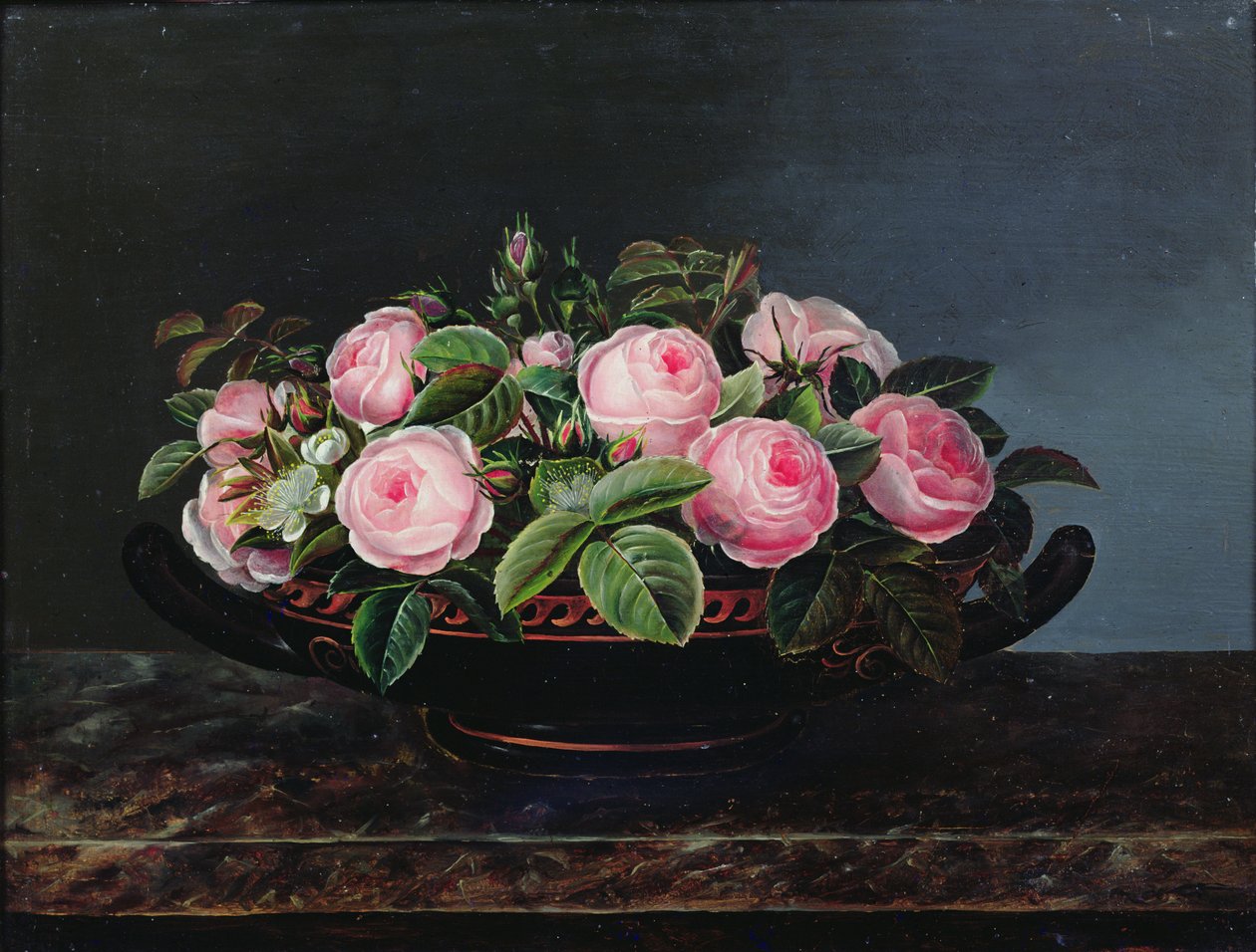 Stilleben av rosa roser av Johan Laurents Jensen