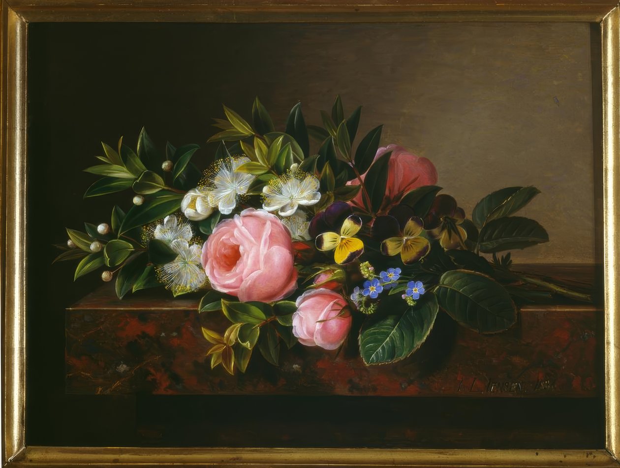 J.L.Jensen, stilleben med roser av Johan Laurentz Jensen