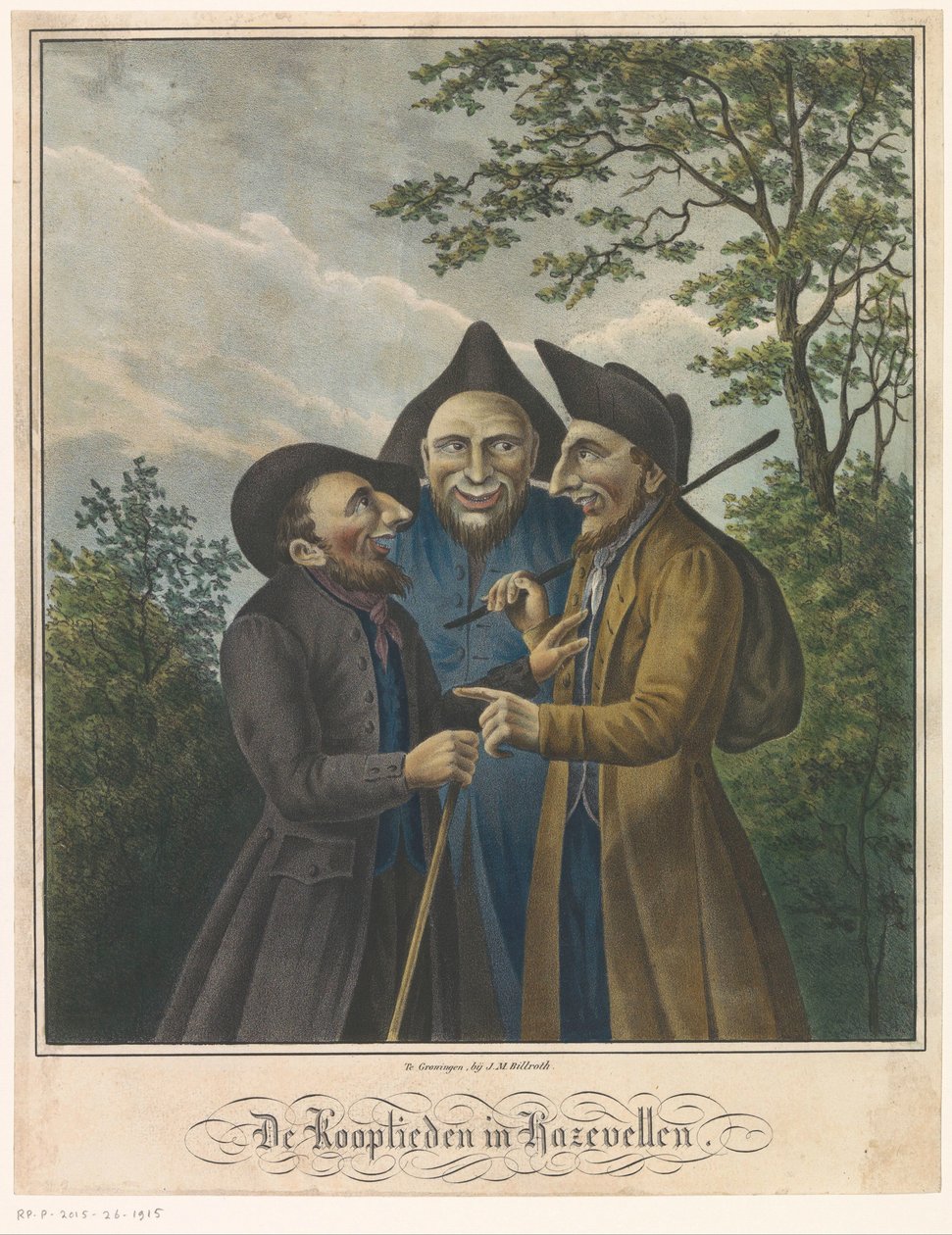 Tre jødiske kjøpmenn The Merchants in Hazels (tittel på objekt) av Johan Martin Billroth (possibly)