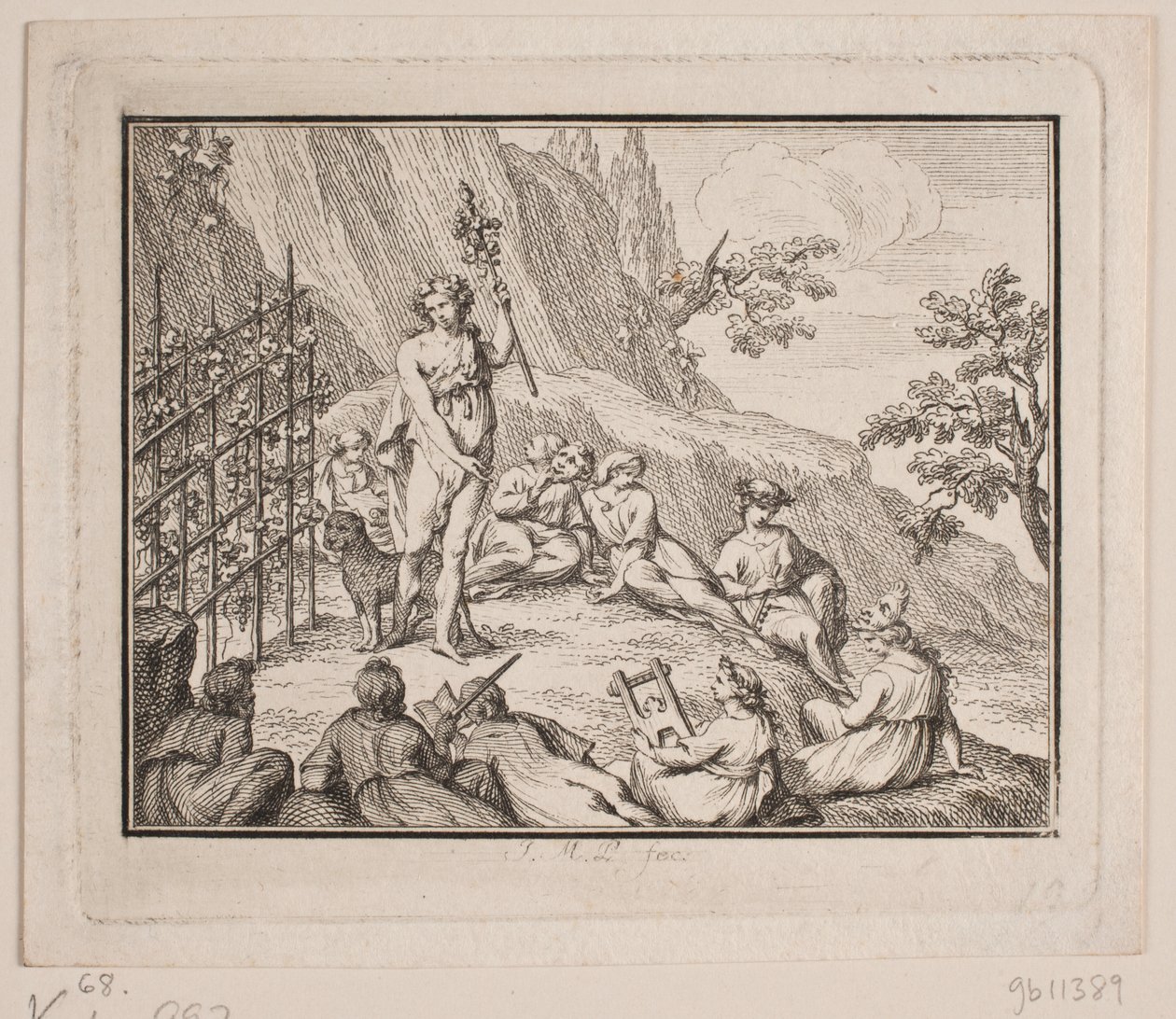 Vignetten. Bacchus og musene av Johan Martin Preisler