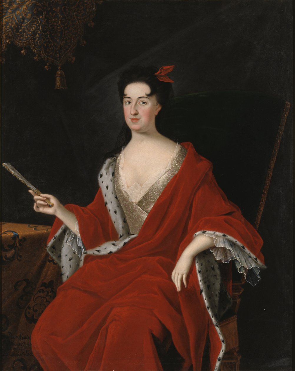 Catherine Opalinska, reine de Pologne - Portrett av Catherine Opalinska (1680-1747), dronning av Polen, av Starbus, Johan (1679-1724). Olje på lerret. Mål: 145x117 cm. Nationalmuseum Stockholm av Johan Starbus