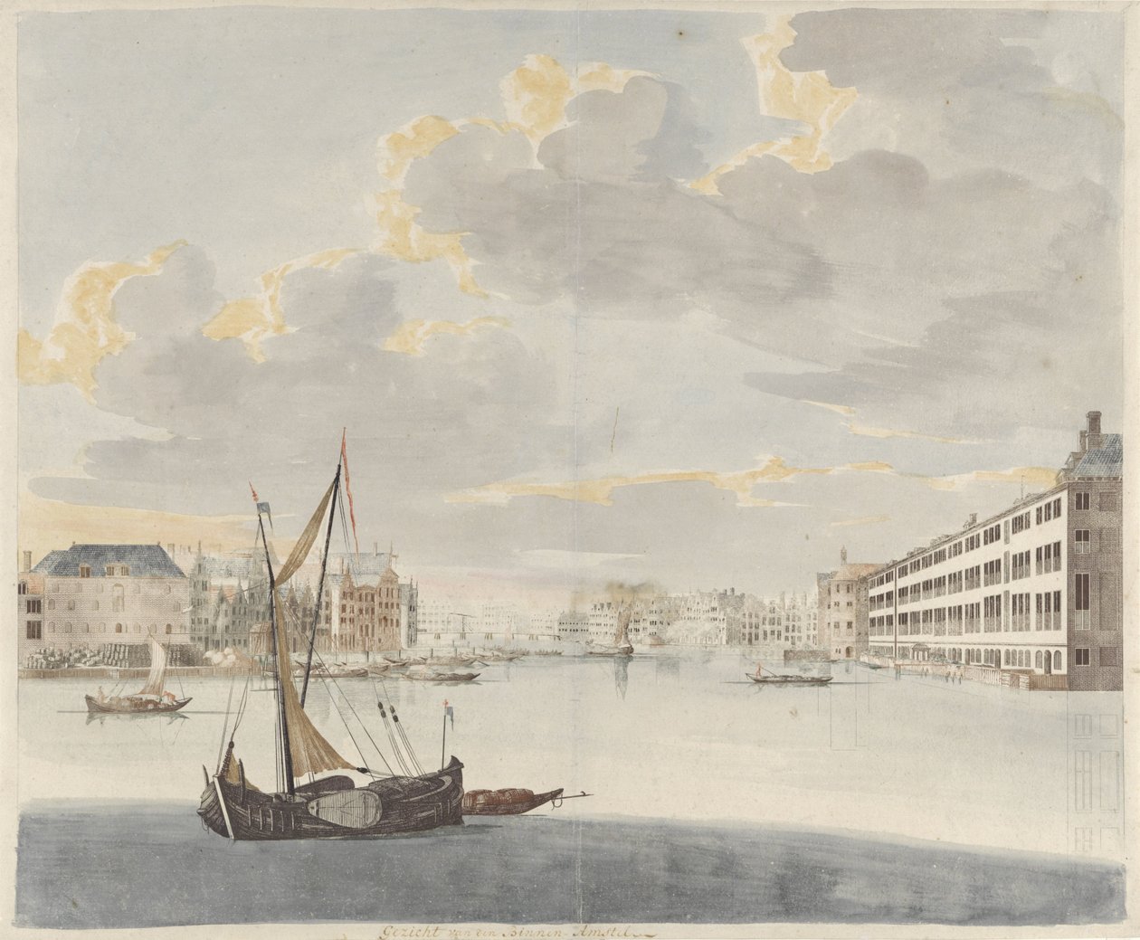 Utsikt over Binnen-Amstel i Amsterdam av Johan Teyler