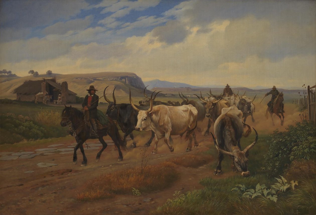 En flokk med okser i den romerske Campagna av Johan Thomas Lundbye