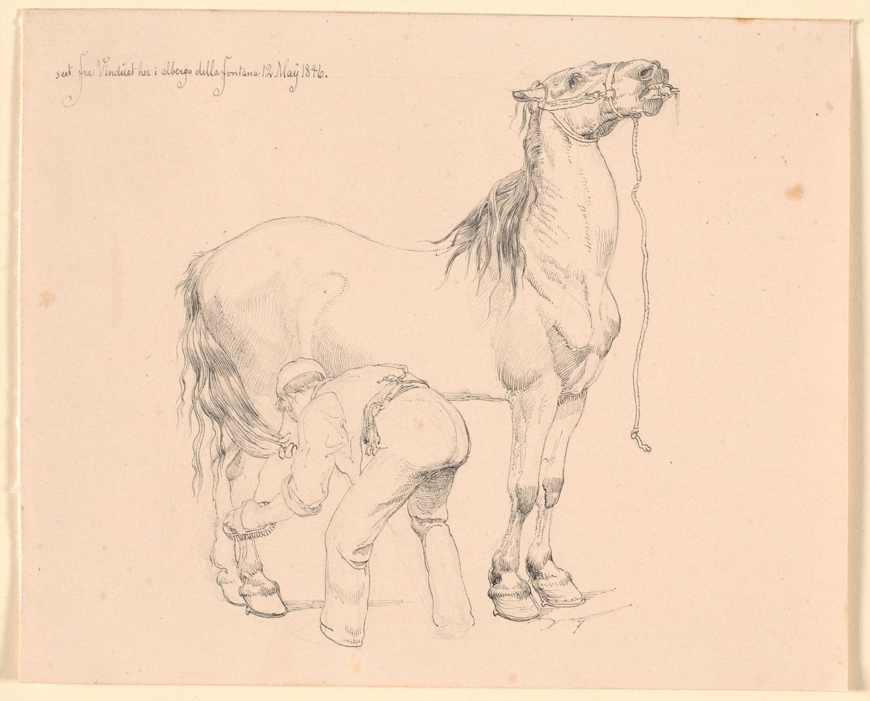 En hest stelles av Johan Thomas Lundbye